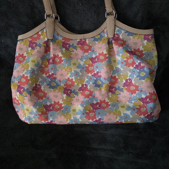 RARE NWOT COACH Peyton Floral Print Multicolor Canvas Satchel Tote Shoulder Bag - Picture 5 of 7